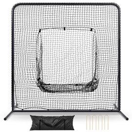 Seenelling Baseball Softball Practice Net 7×7ft Batting Hitting Net Pitching Screen Portable Training Equipment with Exclusive Storage Bag for Practice Pitching, Batting, Great for Skill Levels