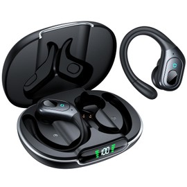 occiam ANC Noise Cancelling Earbuds Wireless Bluetooth Headphones 90Hrs Playback IPX7 Waterproof Over-Ear Earphones with Earhooks Stereo Bass Earbud for Sports Running Gym Workout Black