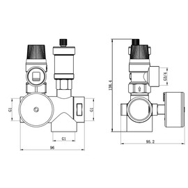 AQUA HEATING Safety Group Hot Water Tank, 1 Inch, 3 Bar with Check Valve, Vent Valve, Pressure Gauge, Central Heating, Underfloor Heating