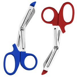 Ziyero Rescue scissors, bandage scissors, care bandage scissors, nurse clothes scissors, rescue service, ideal for professional use in emergency services or everyday tasks, red and blue