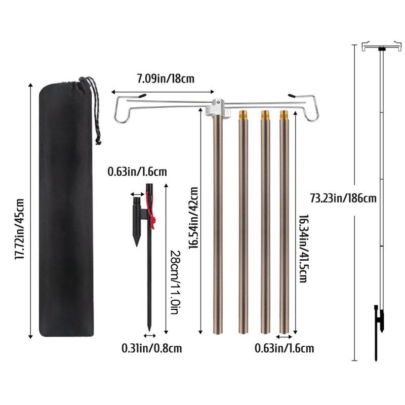 Camping Lantern Stand Collapsible Lamp Pole Camping Light Hanging Poles