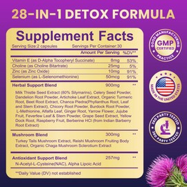 Baszy 28-in-1 Liver Cleanse Detox & Repair - 1500mg Liver Health Support with Milk Thistle, Dandelion Root, Artichoke Extract, and 20+ Herbal Liver Support Supplements - Made in USA - 60 Capsules