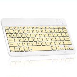 Ultra-Slim Bluetooth Rechargeable Keyboard for MacBook air and All Bluetooth Enabled iPads, iPhones, Android Tablets, Smartphones, Windows pc -Banana Yellow