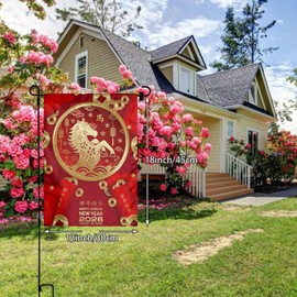 Year Of The Horse 2026 Happy Chinese New Year Garden Flag 12×18in Inch Double Sided Flag Decorations For Outside Yard Home