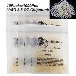 10 unidades/1000 bandas de goma de látex elásticas dentales (10 bolsas-ardilla de 1/8-3.5 onzas)