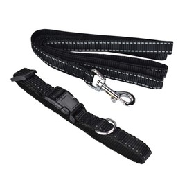 Fancy Pets Correa con Collar de Nylon para Perro con Bandas Reflejantes Tamaño Chico