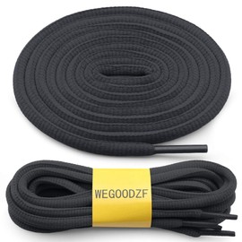 WEGOODZF Oval Trainer Shoe Laces: 4MM Thick Half Round Coloured Running Shoe Ring and Football Sports Replacement Shoelaces for Men and Women 2 Pairs, 22 dark grey