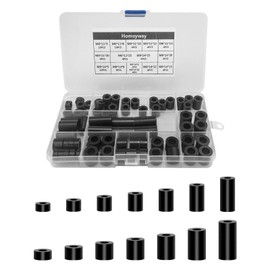 80pcs ABS Round Spacer Washer Assortment Kit Insulation Spacer, for M6, M8 Screws Nylon Non Threaded Column Standoff Support Spacer, with Storage Box (Black)
