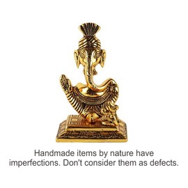 Wonder Care Lord Ganesha with Mouse Figurine for Home Temple mandir - Ganesh Statue for Ganesh Chaturthi - Hindu God Indian Pooja Decoration Item - Ganpati Idol for car