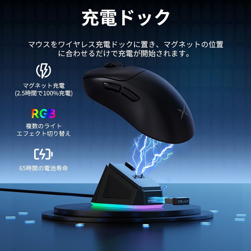 DELUX M500PRO Gaming Mouse Wireless, 2.0 oz (58.5 g) Lightweight,