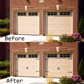 WINSOON Decorative Metal Garage Door Hardware Screw in Carriage House Accents Dummy Hinges Handles Black Steel Barn Gate Garage Decor