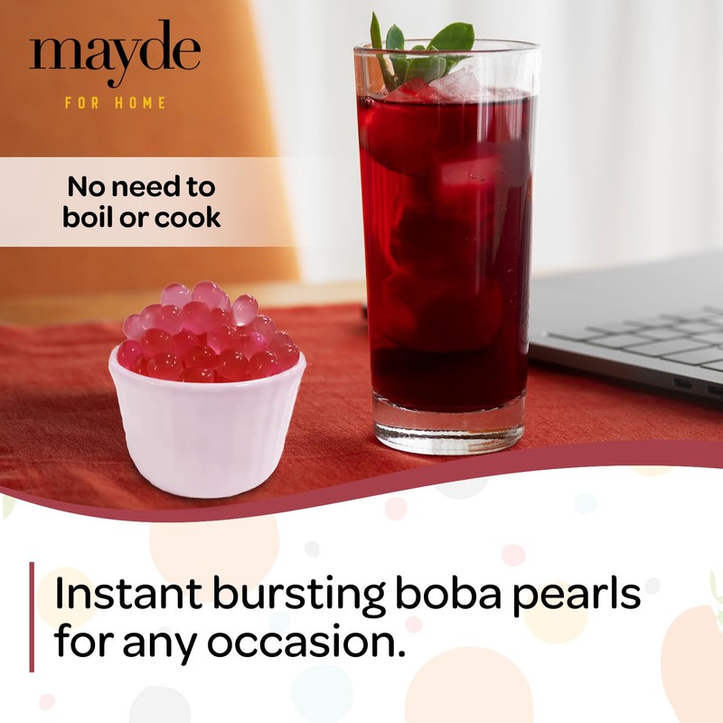 Mayde Popping Boba Pearls for Drinks, Desserts, & Breakfast Bowls,