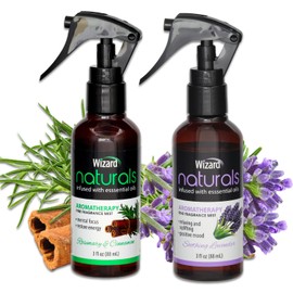 Lavender/Rosemary & Cinnamon Essential Oil Aromatherapy Sprays - Bundle with 2-Pack Aroma Mist with Essential Oils for Relaxation and Focus | 3 oz Lavender and Rosemary Room Sprays