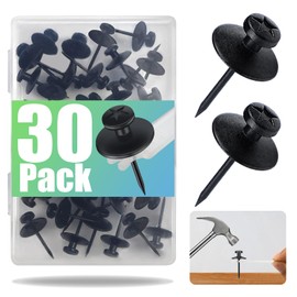 30 Pack Double Headed Push Pins for Hanging Pictures & Tapestry, Mini Wall Hook Design for Small Wall Decor & String Lights – Renter Friendly Thumb Tacks for Dorm, Apartment & Home Office, Black