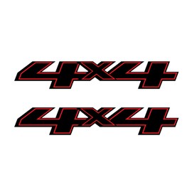 4x4 Truck Decals 2014-2017 Bedside Replacement Stickers (Black/Red)