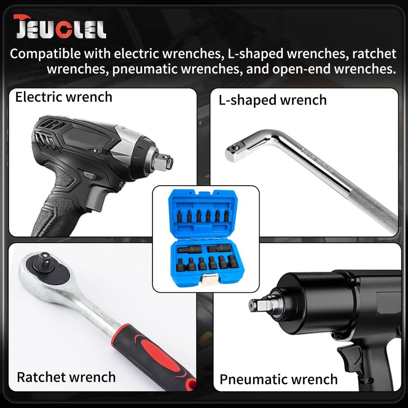 JEUCLEL 14Pcs Impact Grade Allen Bit Socket Set, Metric Hex