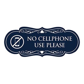 Signs ByLITA Designer No Cellphone Use please Sign(Navy Blue/White) - Medium