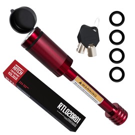 RETRUE Trailer Hitch Locks, 5/8" Locking Hitch Pin for 2 Inch and 2 1/2” Receiver Class III IV Hitch, Tow Hitch Lock with Keys O-Rings, Trailer Accessories for Outdoor,Red