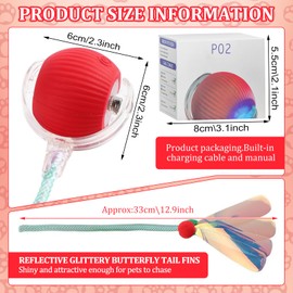 LETTERASHQP Dog Toy Ball Interactive Dog Toy Cat Ball Electric Interactive Ball for Dogs Smart Automatic Rolling Ball Interactive Play Ball with Tail for Cats Dogs (03)