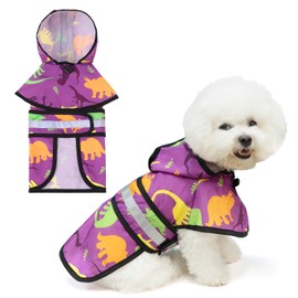 KOOLTAIL Dog Raincoat with Hood and Leash Hole, for Small and Medium Dogs, Waterproof Dog Rain Jacket with Reflective Stripes, Adjustable, Breathable