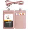 Teskyer ID Card Holder with Strap, PU Leather, Transparent Window
