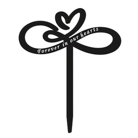 Heart Memorial Plaque Stake, Forever in Our Hearts Memorial Grave Marker for Cemetery, Black Metal Grave Decoration for Grave Site, Yard, Garden, Funeral Memorial Decoration for Family Loved Ones