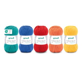 Gründl Wool Cotton Quick Plain Yarn for Knitting and Crocheting Made of 100% Cotton, 5 Balls 50 g/125 m, Crochet Yarn, Knitting Yarn, Cotton Yarn, Colourful Mix