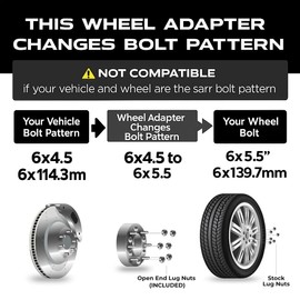 ezaccessory 4 Wheel Adapters 6x4.5 to 6x5.5 Fits Dakota 91-04 Durango 98-03 Viper 92-09 to Mount Wheels from Toyota Chevy GMC 6 Lug 1" Thick