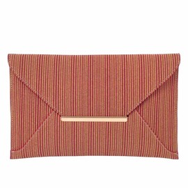 Striped Cork Envelope Casual Clutch, Red