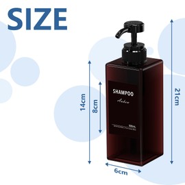 Anhow Plastic Soap Dispenser, 500 ml, PETG Soap Dispenser with 16 Pieces Category Labels for Kitchen and Bathroom, Shower/Kitchen/Bathroom, Brown, 500 ml