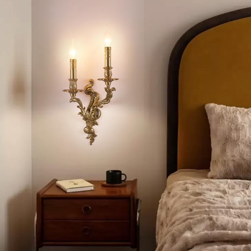 XYDikssn Rustic Brass Wall Sconce French Wall Light Fixture Retro