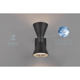 lightling Modern Wandlampe Ashraf aus Aluminium, Up and down Beleuchtung, exkl. 2 x GU10 max. 10W, IP44, Höhe 10 cm, Breite 20 cm, schwarz matt