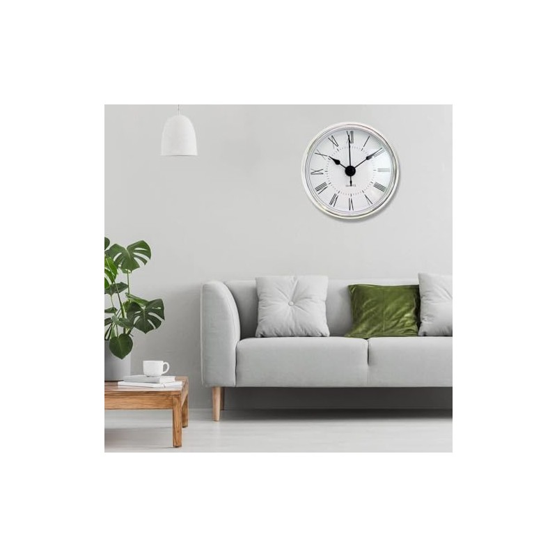 Wyjuan White Face Silver Tone Bezel 2.8Inch/70mm Clock Insert Round