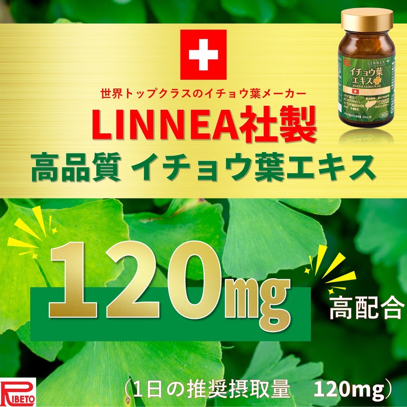 Ribeto Ginkgo Leaf Extract Plus, 30 Day Supply, Made in