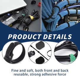 VONJUMA Pack of 60 Velcro Cable Ties, Reusable Velcro Cable Ties in 3 Different Lengths Velcro Cable Ties Velcro Cable Tie for Home, Office and Garden, 100/150/200 mm