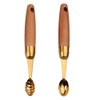 COLLBATH Stainless Steel Fruit Scoops 2pc Melon Baller Spoons Wood