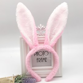 Leixi 2pcs Easter Bunny Ears Headbands Purple & Pink White Rabbit Ears Headband for Women Girls Boys Party Costume Accessories (Purple & Pink)