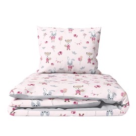 2 Piece Baby Children Quilt Duvet & Pillow Set 80x70 cm to fit Crib or Pram (Foxes and Rabbits)