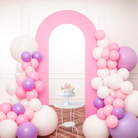 Babenest 7.2Ft Spandex Open Arch Backdrop Cover, Fitted Double-Sided U-Shaped Wedding Arch Cover, Round Top Chiara Stand Cover for Ceremony Baby Shower Birthday Party Decoration (Light Pink)