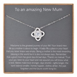Famdecor New Mum Gifts for New Mum Gift New Mum Present Sterling Silver Rhinestone Knot Necklace for Women Jewellery