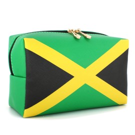 RGYLION - Bolsa de maquillaje de viaje para mujer, piel sintética, impermeable, para maquillaje, para mujeres, niñas, bandera de Jamaica, Rasta Reggae Letter Afro, Jamaica