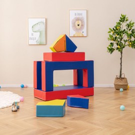 KOTEK 8-Piece Climb and Crawl Foam Playset, 4 in 1 Convertible Activity Play Blocks, Modular Kids Sofa/Bed/Table for Playroom Bedroom, Indoor Climbing Toys for Toddlers Preschooler (Multicolour)