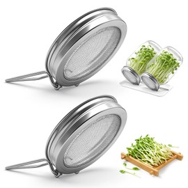 2 Pack Sprouting Lids for Wide Mouth Mason Jars, Reusable Stainless Steel Screen Bean Sprouting Jar Lids, Sprouting Lids for Bean Sprouts, Broccoli, Alfalfa, Bean