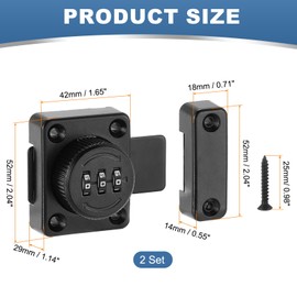 MECCANIXITY Combination Cabinet Latch, 3-Digit Password Cabinet Lock Zinc Alloy Heavy Duty Keyless Safety Door Lock for One-Way Drawer Cupboard, Black