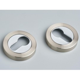 Euro Lock Keyhole Escutcheon Covers Set Dual Tone Polished and Brushed Nickel - Pair