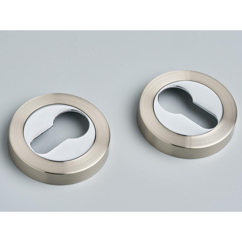 Euro Lock Keyhole Escutcheon Covers Set Dual Tone Polished and
