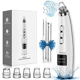 Blackhead Remover Pore Vacuum Upgraded Facial Pore Cleaner Electric Comedone Whitehead Extractor Tool-5 Suction Power,5 Probes,USB Rechargeable Blackhead Vacuum Kit for Women & Men