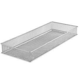 Ybm Home Silver Mesh Drawer Cabinet and or Shelf Organizer Bins, School Supply Holder Office Desktop Organizer Basket 1611 (6x15)