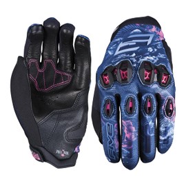 FIVE GLOVES Stunt EVO 2 Motorcycle Gloves for Women - Riding Gloves for Motorcycle, Scooter and More, Flower Pink, M-09