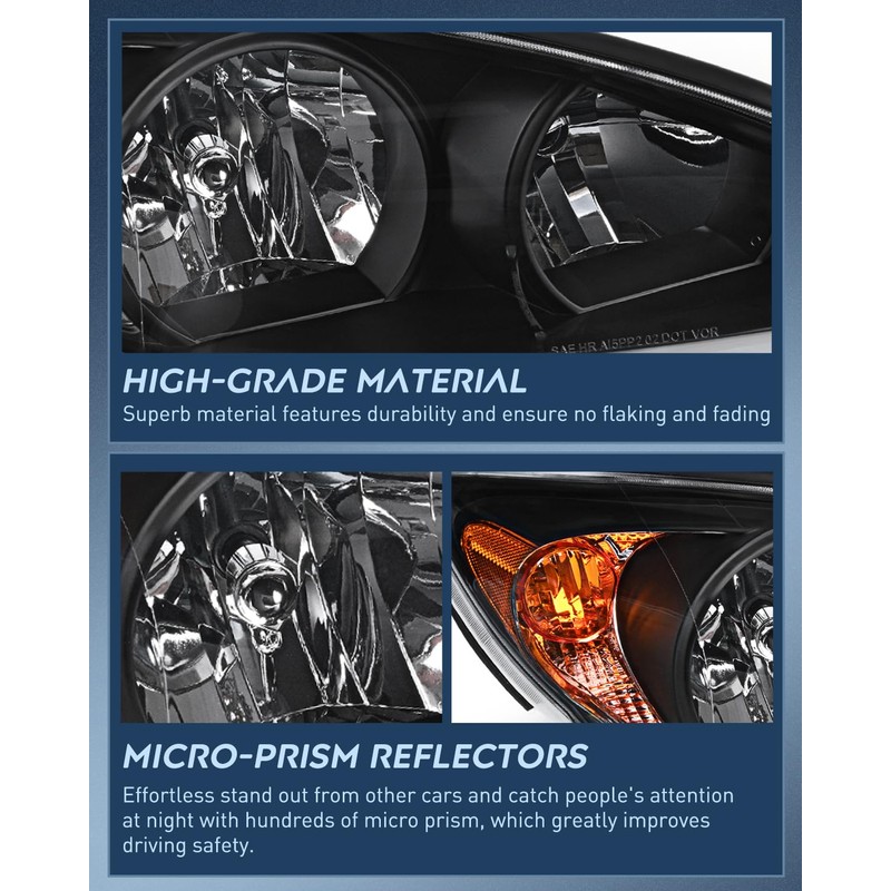 Nilight Headlight Assembly for 2002 2003 2004 Toyota Camry LE/XLE